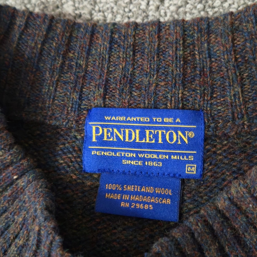 VTG Pendelton Sweater Mens M Shetland Wool Button Up Cardigan USA 90s Cottage - Picture 3 of 7